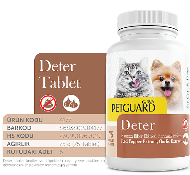 PETGUARD DETER KEDİ KÖPEK 75GR 75 TABLET - 1