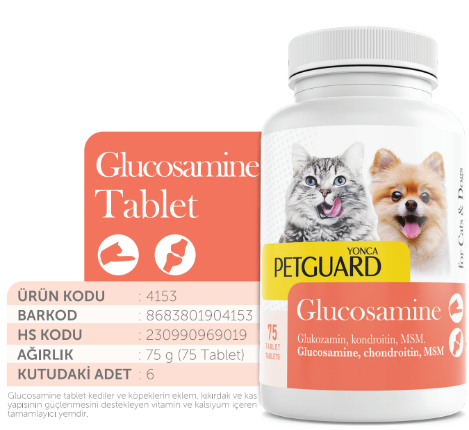  - PETGUARD GLUCOSAMİNE KEDİ KÖPEK 75 GR 75 TABLET