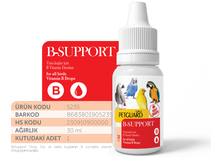 PETGUARD KUŞ VİT B- SUPPORT 30 ML