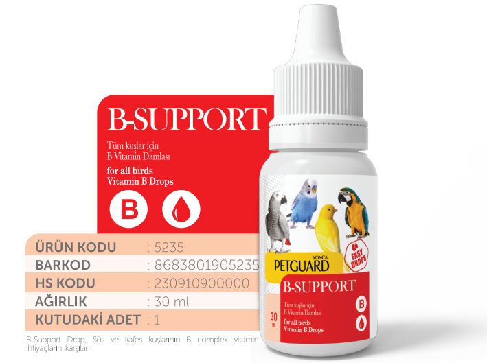  - PETGUARD KUŞ VİT B- SUPPORT 30 ML