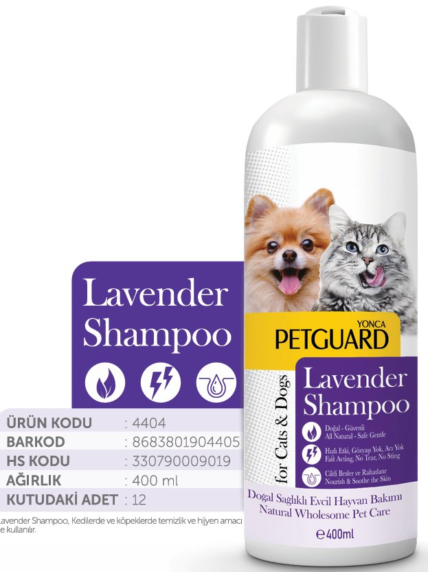 PETGUARD - PETGUARD LAVANTA SIVI ŞAMPUAN KEDİ KÖPEK 400 ML