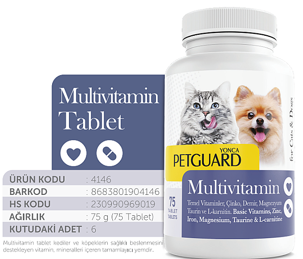 PETGUARD MULTİVİTAMİN KEDİ KÖPEK 75GR 75 TABLET - 1