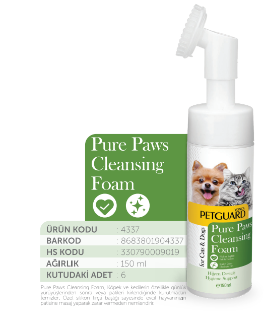  - PETGUARD PATİ TEMİZLEME KÖPÜĞÜ KEDİ KÖPEK 150 ML