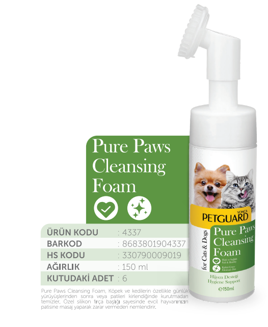 PETGUARD PATİ TEMİZLEME KÖPÜĞÜ KEDİ KÖPEK 150 ML