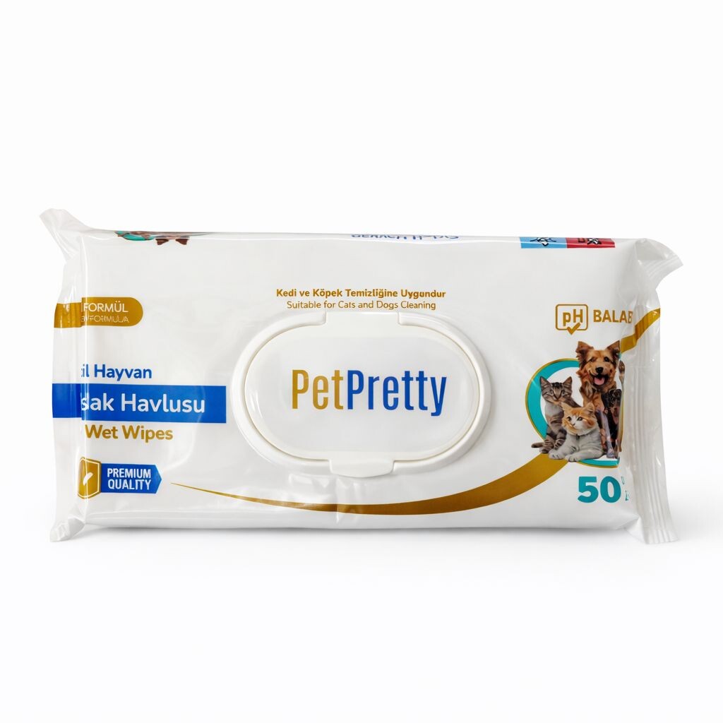  - PETPRETTY EVCİL HAYVAN ISLAK HAVLU 50Lİ
