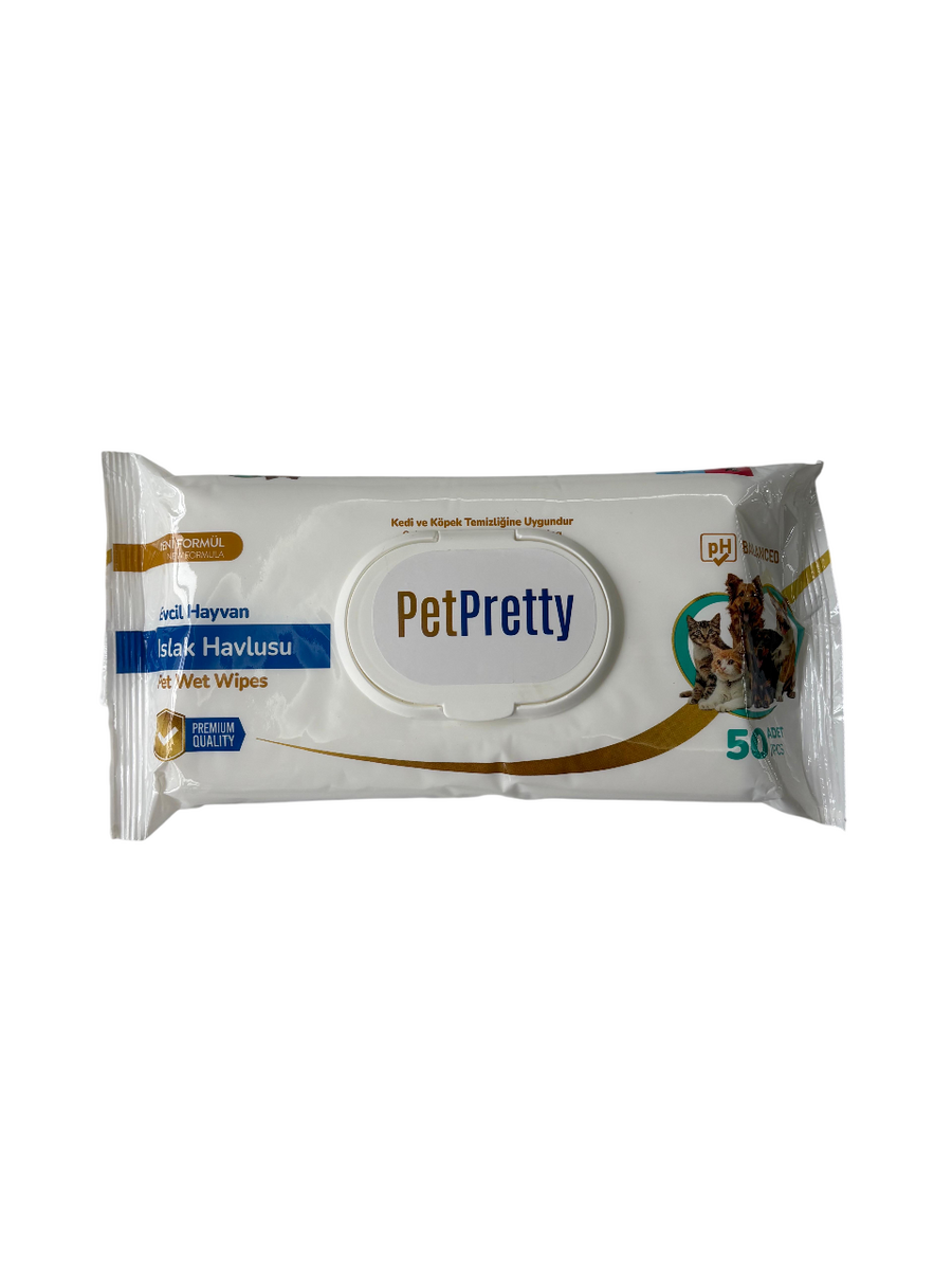 PETPRETTY EVCİL HAYVAN ISLAK HAVLU 50Lİ
