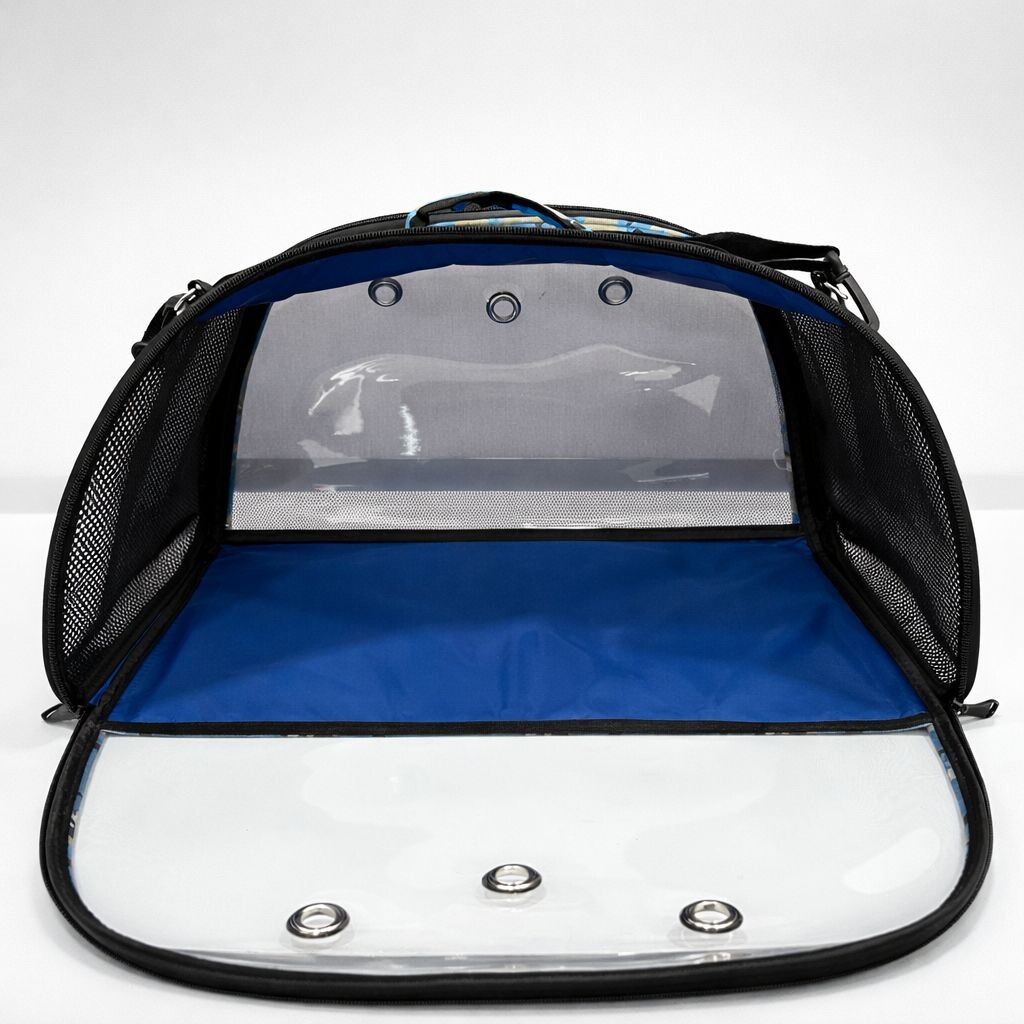 PETPRETTY ŞEFFAF ÇANTA MAVİ KAMUFLAJ 50x28x28 cm - Thumbnail