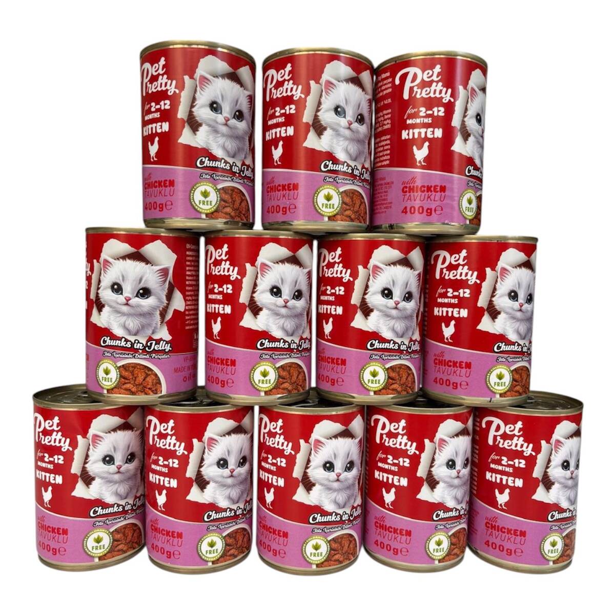 PETPRETTY YAVRU KEDİ KONSERVESİ TAVUKLU 400GR 12'Lİ PAKET