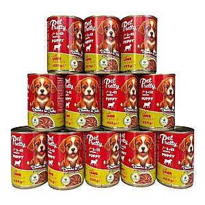 PETPRETTY YAVRU KÖPEK KONSERVESİ KUZULU 400GR 12'Lİ PAKET