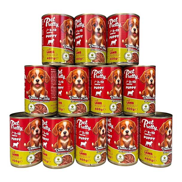 PETPRETTY YAVRU KÖPEK KONSERVESİ KUZULU 400GR 12'Lİ PAKET - 1
