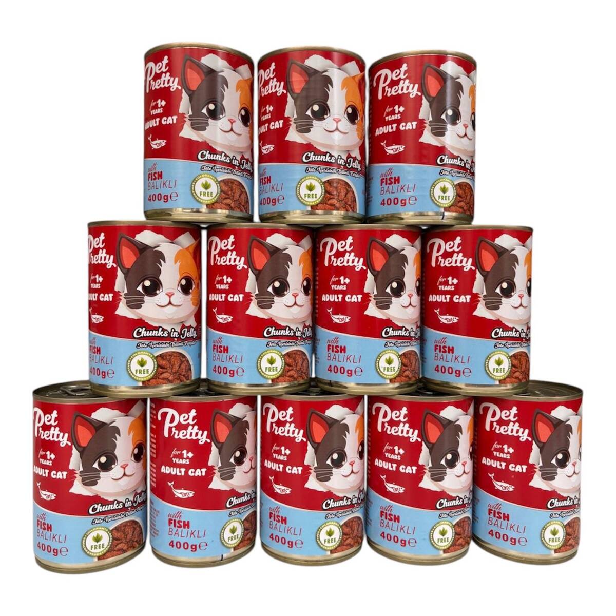PETPRETTY YETİŞKİN KEDİ KONSERVESİ BALIKLI 400GR 12'Lİ PAKET