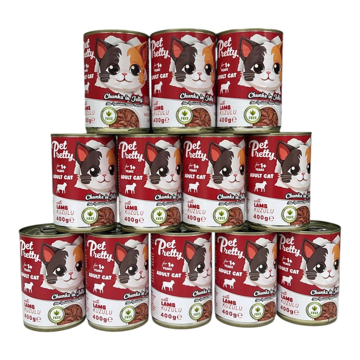 - PETPRETTY YETİŞKİN KEDİ KONSERVESİ KUZULU 400GR 12'Lİ PAKET