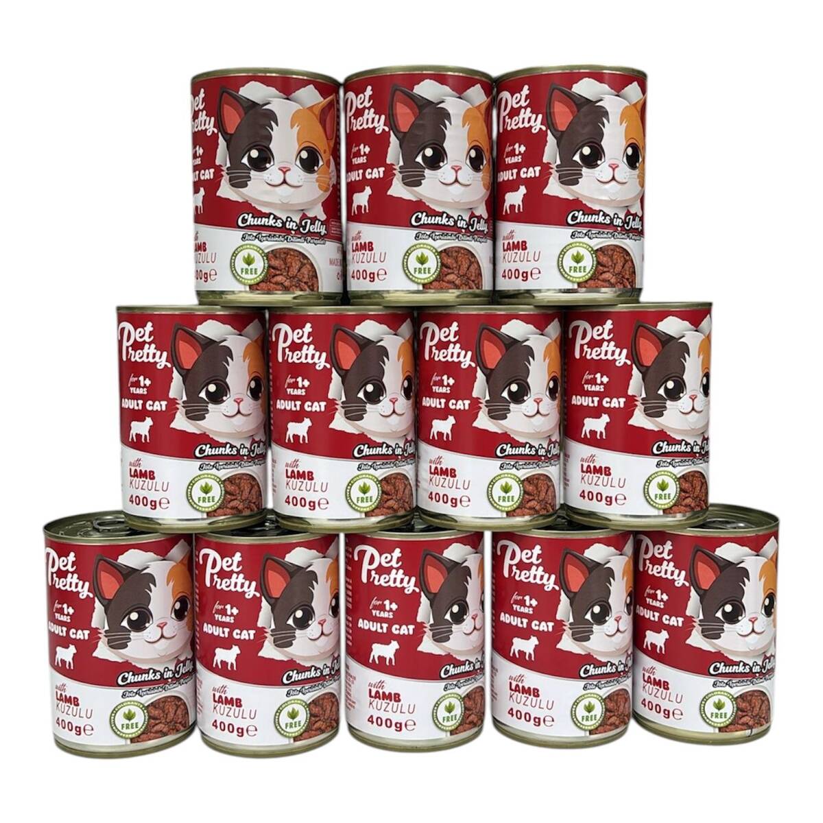 PETPRETTY YETİŞKİN KEDİ KONSERVESİ KUZULU 400GR 12'Lİ PAKET