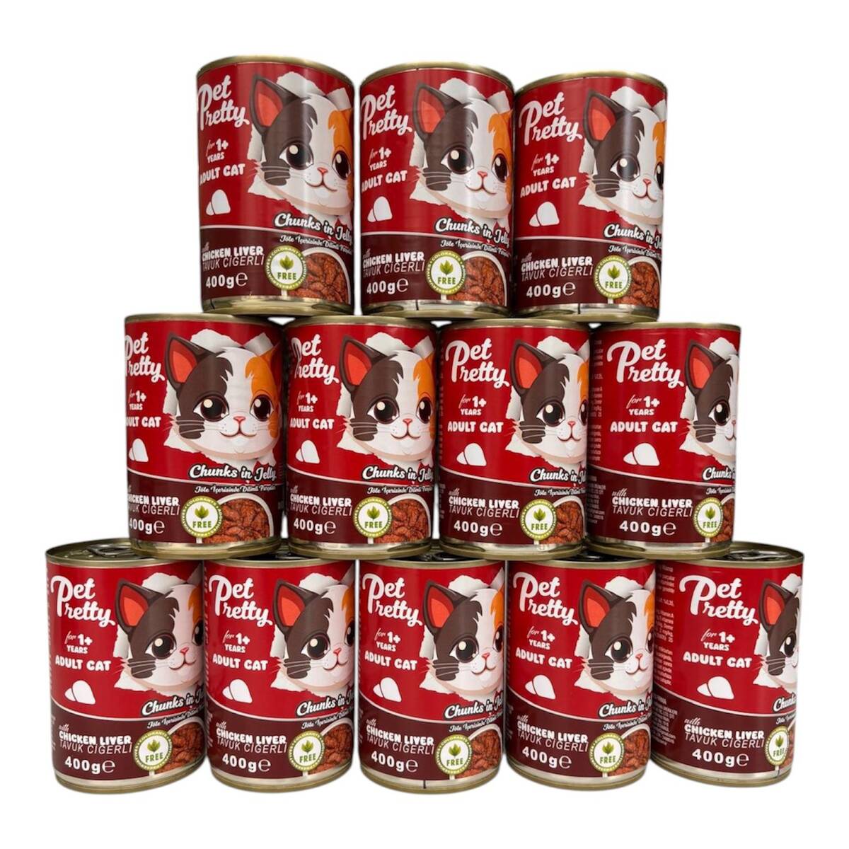 PETPRETTY YETİŞKİN KEDİ KONSERVESİ TAVUK CİĞERİ 400GR 12'Lİ PAKET