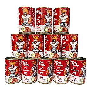 PETPRETTY YETİŞKİN KÖPEK KONSERVESİ KUZULU 400GR 12'Lİ PAKET
