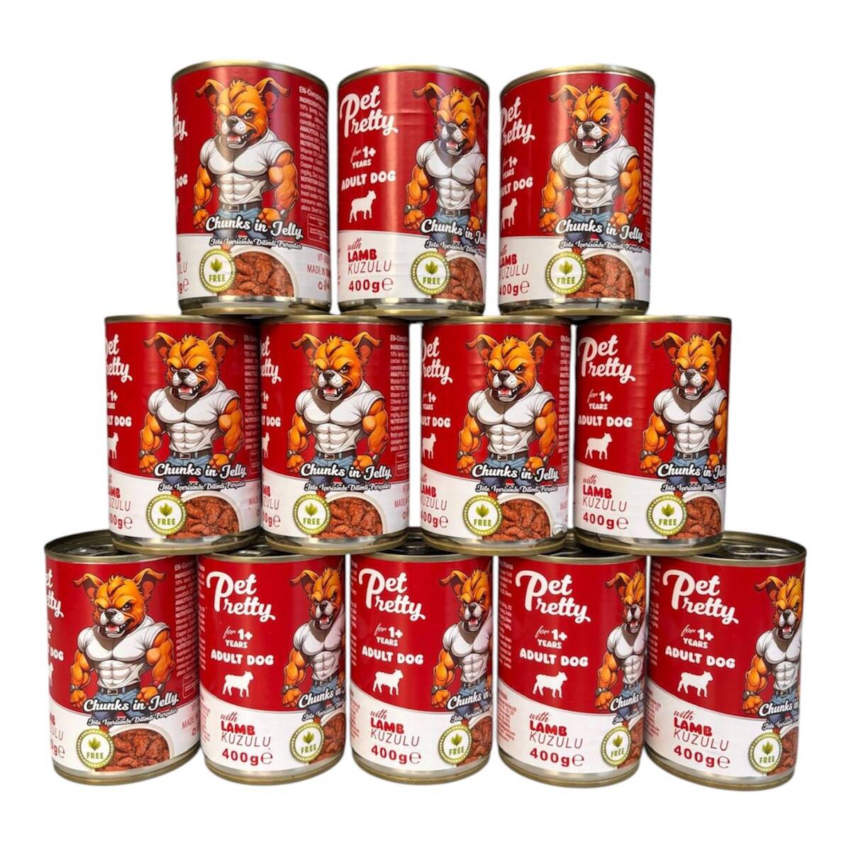 PETPRETTY YETİŞKİN KÖPEK KONSERVESİ KUZULU 400GR 12'Lİ PAKET