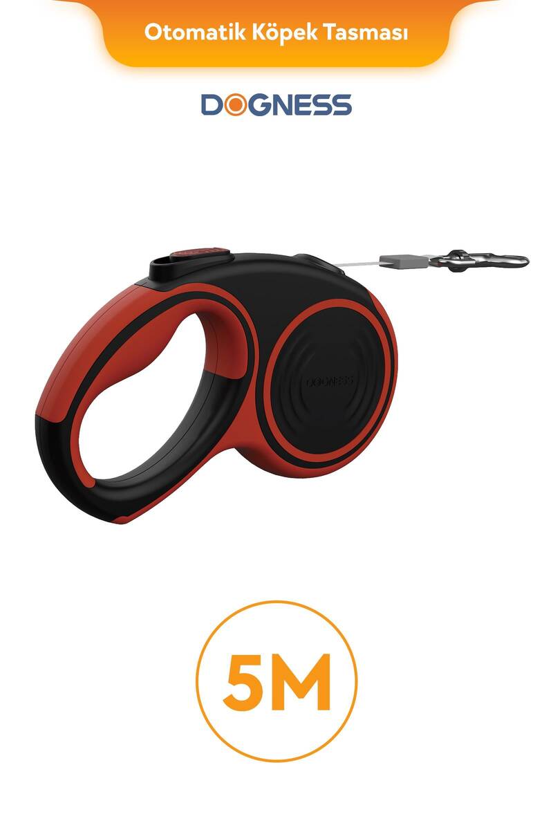 R06 DOGNESS OTOMATİK TASMA 5M-KIRMIZI