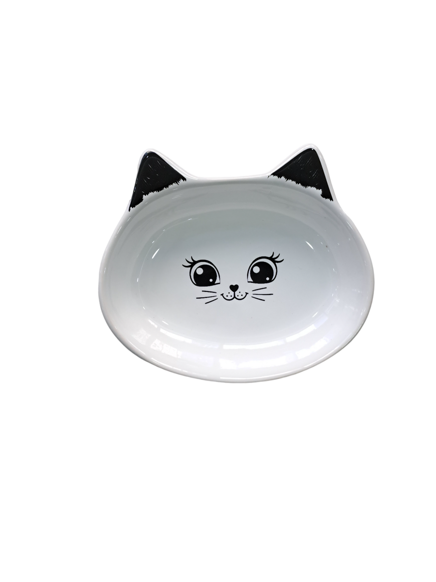  - SERAMİK MAMA KABI KEDİ DERİN BEYAZ 200ML