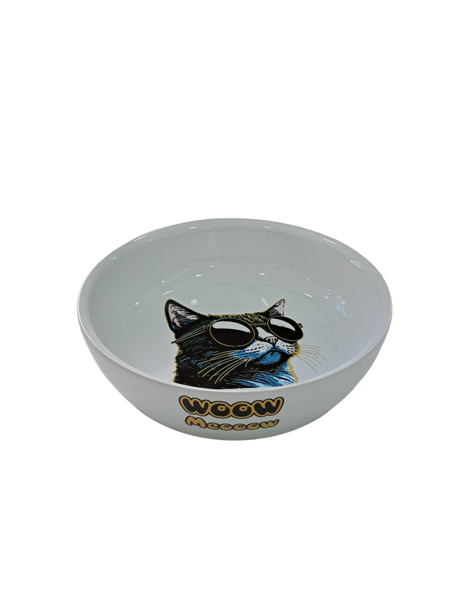 SERAMİK MAMA KABI KEDİ DERİN BEYAZ 250ML