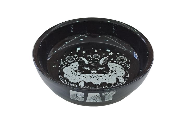SERAMİK MAMA KABI KEDİ DERİN SİYAH 250ML