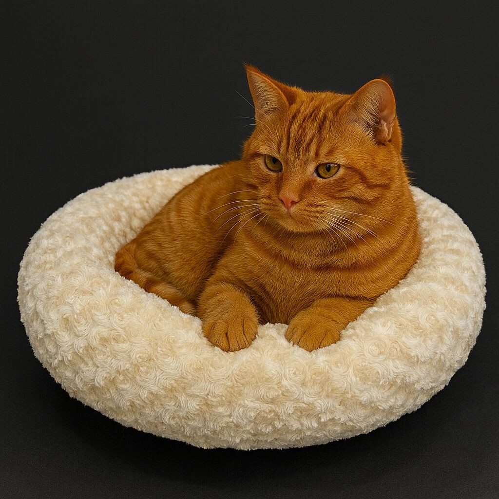PETPRETTY - SİMİT YATAK PELUŞ BEJ YATAK 55x55cm