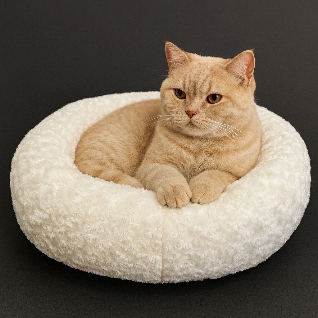PETPRETTY - SİMİT YATAK PELUŞ BEYAZ 55x55cm
