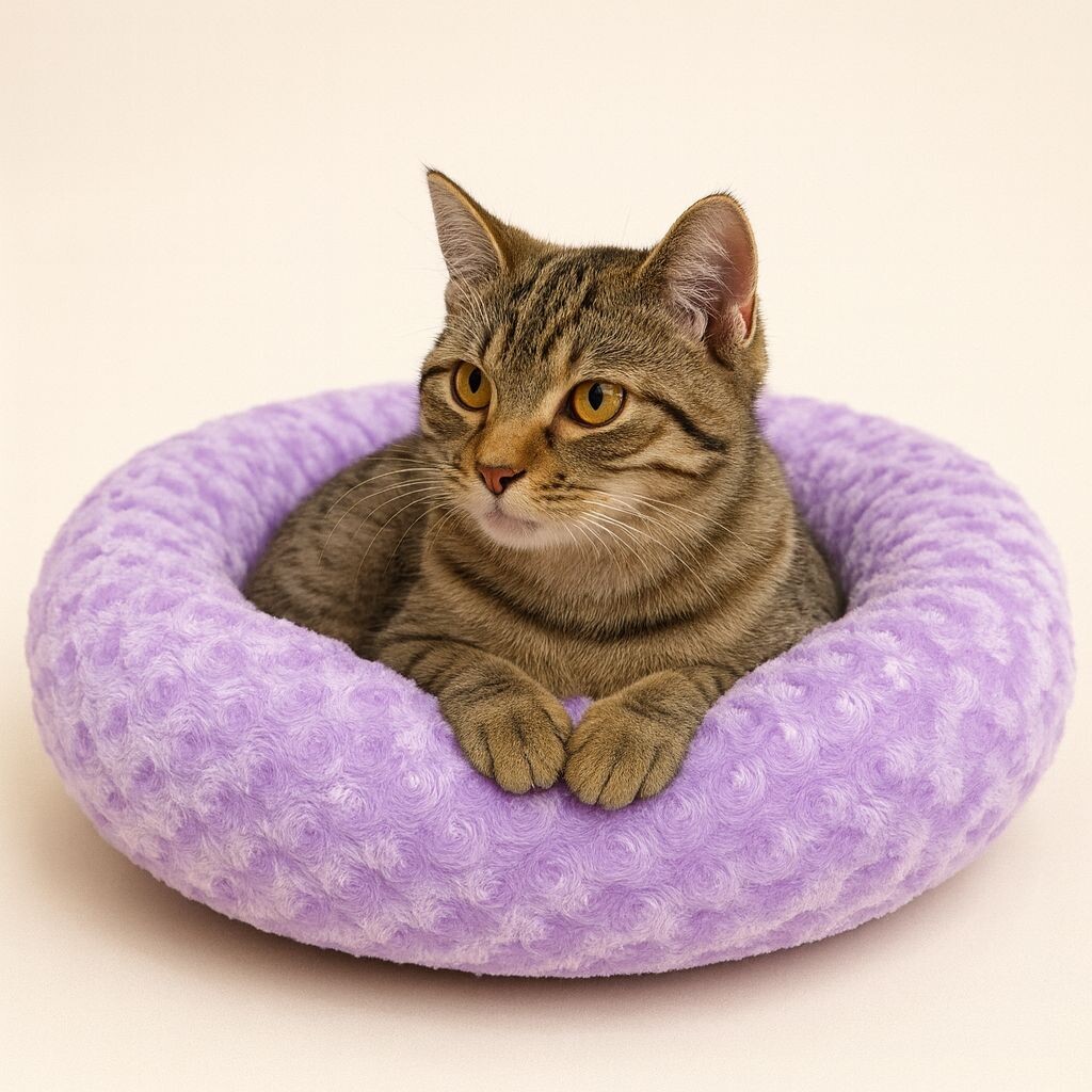 PETPRETTY - BAGEL PLUSH BED PURPLE 55X55 CM