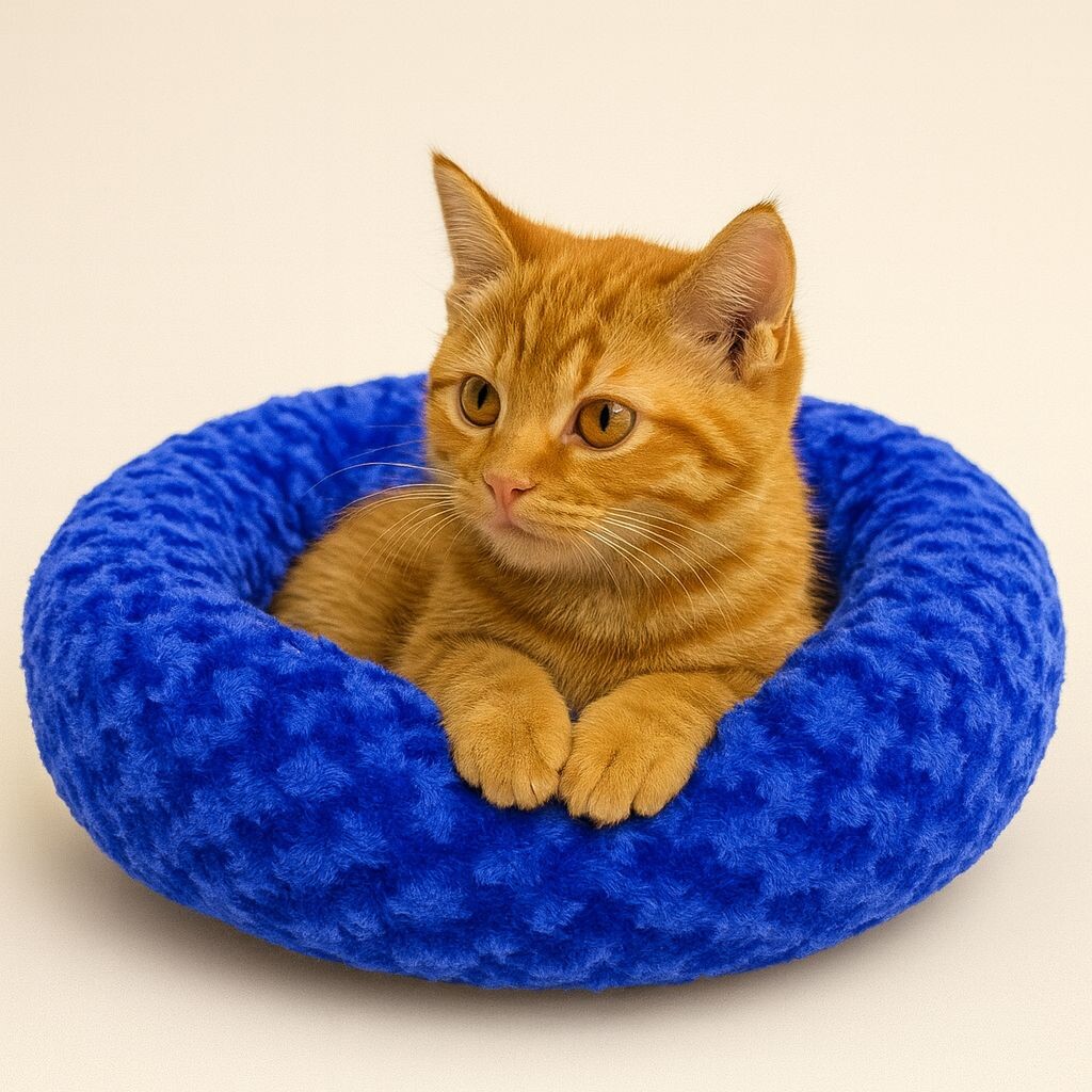 PETPRETTY - BAGEL PLUSH BED BLUE 55X55 CM