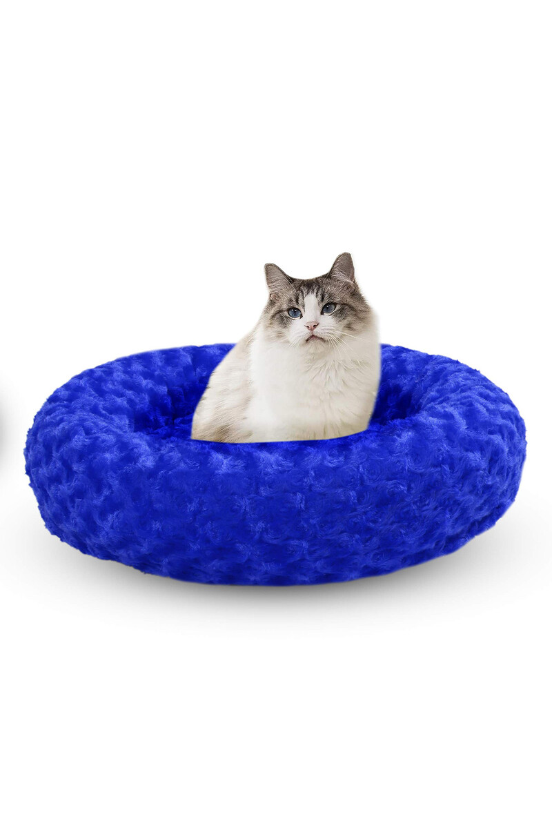 BAGEL PLUSH BED BLUE 55X55 CM - Thumbnail