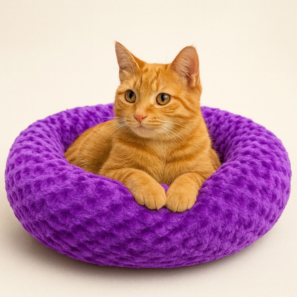 PETPRETTY - SİMİT YATAK PELUŞ MOR 55x55cm