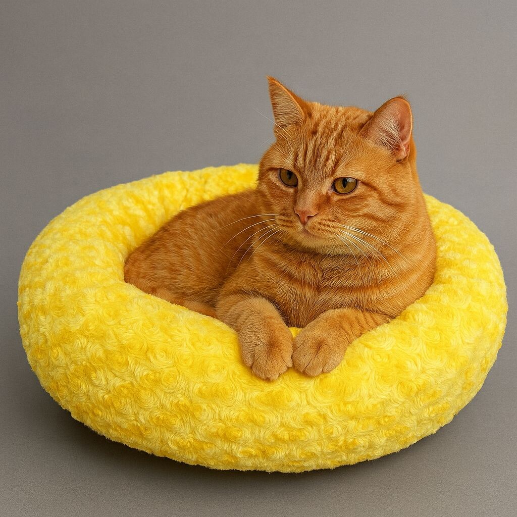 PETPRETTY - BAGEL PLUSH BED YELLOW 55X55 CM