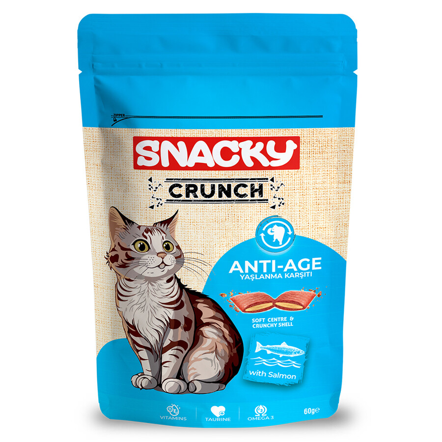  - SNACKY KEDİ CRUNCH ÖDÜL ANTİ-AGE SOMONLU 10'LU