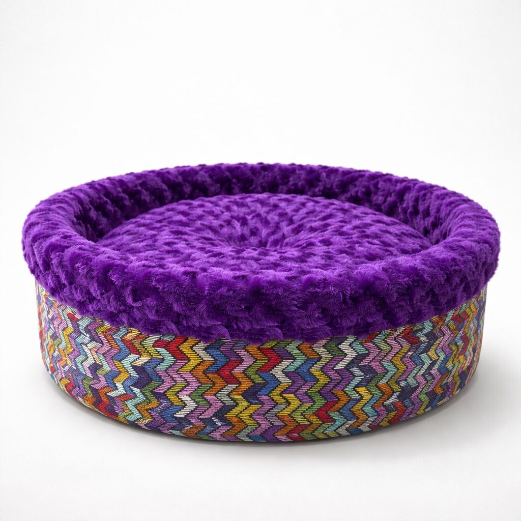 PETPRETTY - SPECİEL PELUŞ SİMİT YATAK MOR 50x50x15cm