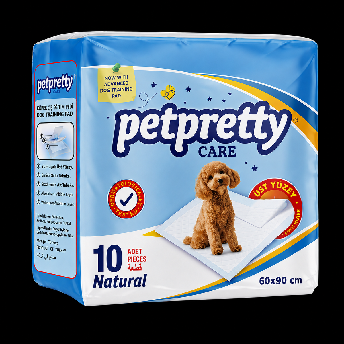 PETPRETTY - TUVALET EĞİTİM PEDİ NATUREL 60x90 10'LU