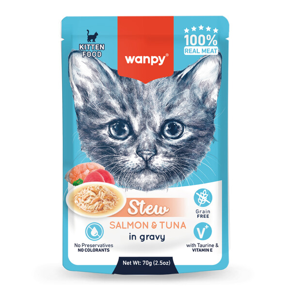 WANPY - WANPY 70G POUCH SOMON&TON BALIKLI YAŞ KEDİ MAMASI 10 ADET