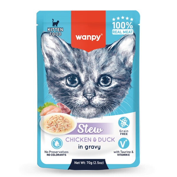 WANPY - WANPY 70GR POUCH TAVUK&ÖRDEK YAŞ KEDİ MAMASI 10 ADET