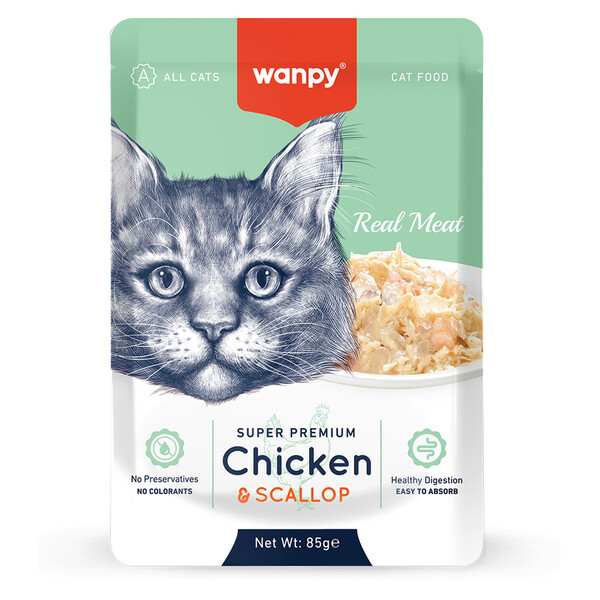 WANPY - WANPY 85 GR POUCH TAVUKLU&DENİZ TARAKLI YAŞ KEDİ MAMASI 12 ADET