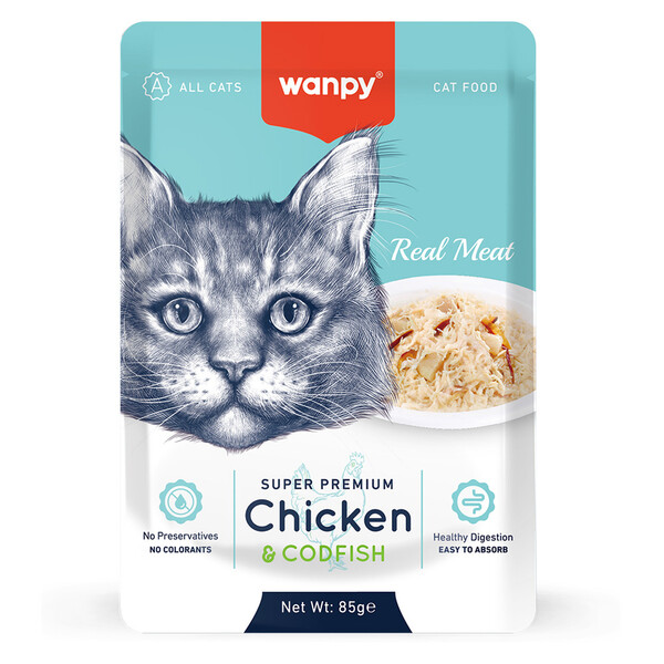 WANPY - WANPY 85 GR POUCH TAVUKLU&MORİNA BALIKLI YAŞ KEDİ MAMASI 12 ADET
