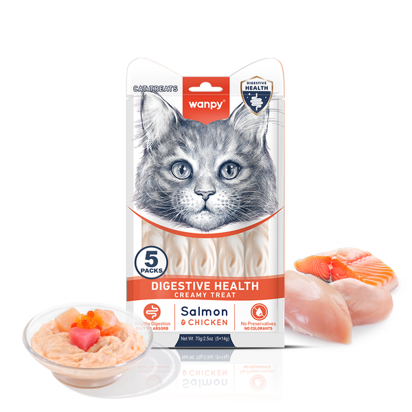WANPY - WANPY DİGESTİVE HEALTH SOMON BALIĞI&TAVUK 12'Lİ F.KREMA ÖDÜL 5X14GR