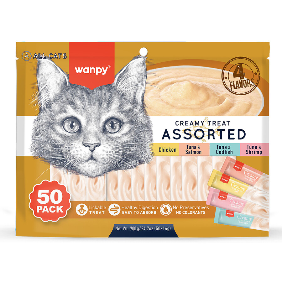  - WANPY KARIŞIK 4 LEZZETLİ KREMA KEDİ ÖDÜLÜ 50*14 GR RAC-MİX