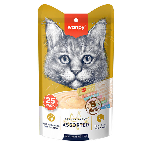 WANPY - WANPY KARIŞIK 8 LEZZETLİ KREMA KEDİ ÖDÜLÜ 25*14 GR RAC-MİX
