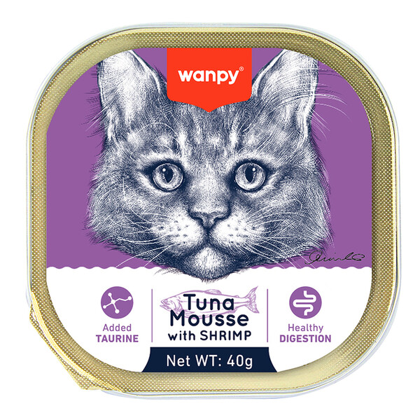 WANPY - WANPY KEDİ 40G 6'LI TON BALIKLI&KARİDESLİ ALUTRAY YAŞ MAMA