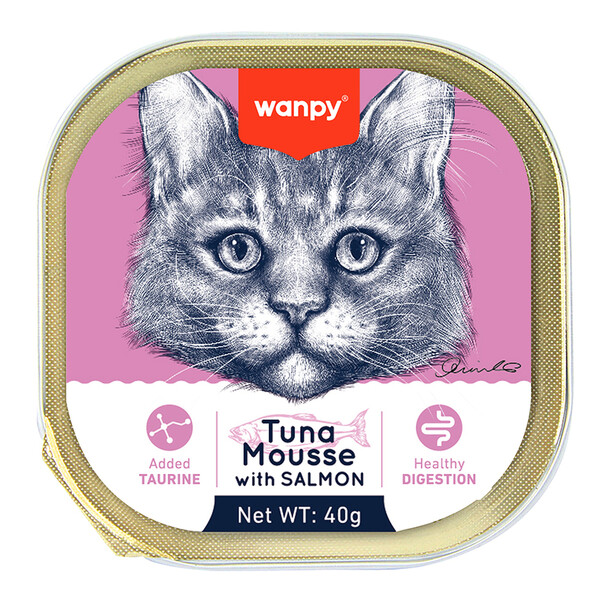 WANPY - WANPY KEDİ 40G 6'LI TON BALIKLI&SOMONLU ALUTRAY YAŞ MAMA
