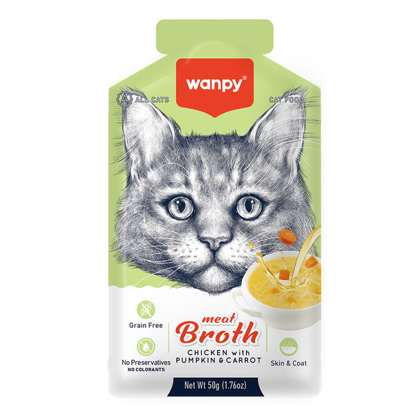 WANPY - WANPY KEDİLER İÇİN BAL KABAĞI&HAVUÇLU TAVUK ETİ ÇORBASI 50GX12 ADET