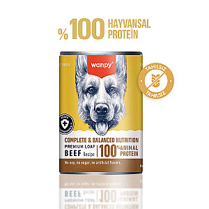 WANPY TAHILSIZ KÖPEK %100 GERÇEK ET 375 GR BİFTEKLİ KONSERVE 12 ADET