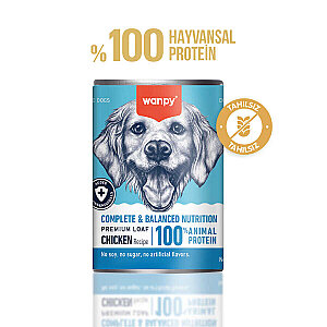 WANPY TAHILSIZ KÖPEK %100 GERÇEK ET 375 GR TAVUKLU KONSERVE 12 ADET