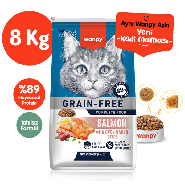 WANPY - WANPY TAHILSIZ SOMONLU YETİŞKİN KEDİ MAMASI 8 KG
