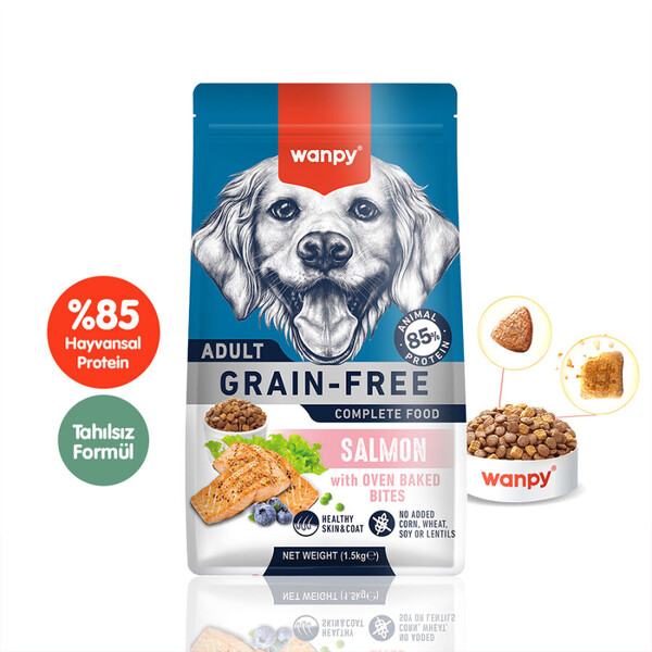 WANPY - WANPY TAHILSIZ SOMONLU YETİŞKİN KÖPEK MAMASI 1,5 KG