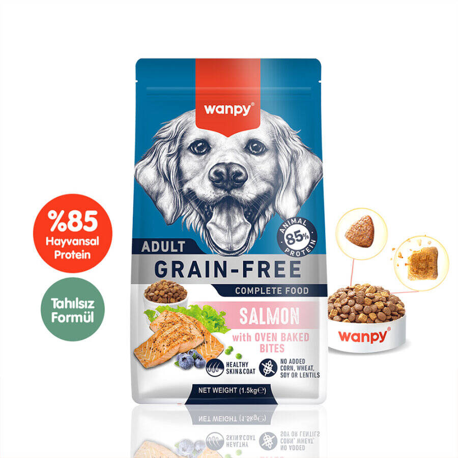 WANPY TAHILSIZ SOMONLU YETİŞKİN KÖPEK MAMASI 1,5 KG