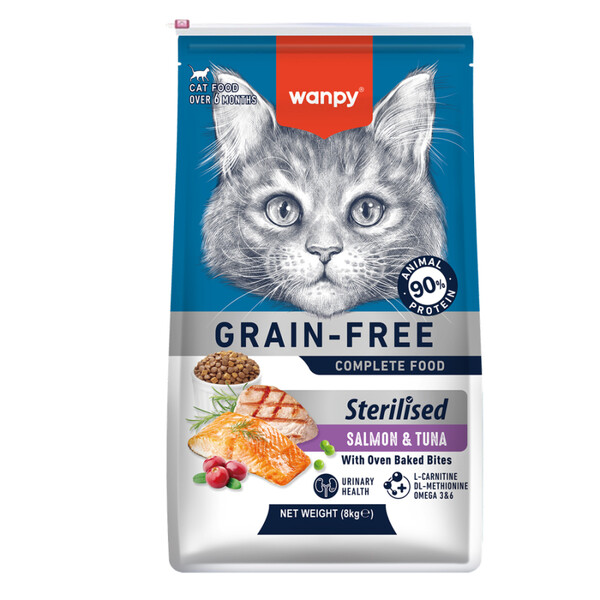 WANPY - WANPY TAHILSIZ SOMON&TUNA KISIRLAŞTIRILMIŞ KEDİ MAMASI 8 KG